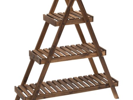 Easycomfort Scaffale Porta Vasi a Piramide, Piedistallo per Piante Fiori, con 3 Ripiani, 86x28x100cm Marrone For Sale