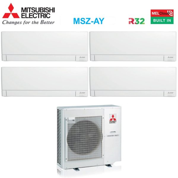 Climatizzatore Condizionatore Mitsubishi Electric Quadri Split Inverter Linea Plus serie MSZ-AY 9+9+9+12 con MXZ-4F80VF R-32 Wi-Fi Integrato 9000+9000+9000+12000 Hot on Sale