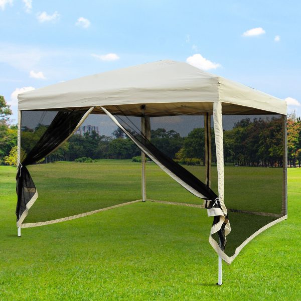 Easycomfort Gazebo da Giardino 3x3m con Zanzariera, Acciaio e Tessuto Oxford, Cachi For Discount