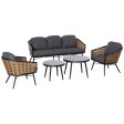 Easycomfort Set Mobili da Giardino in Rattan con 2 Tavolini, Divano 3 Posti e 2 Poltrone For Discount