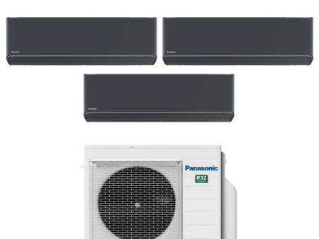 Climatizzatore Condizionatore Panasonic Trial Split Inverter Serie Etherea Dark 7+7+12 con CU-3Z52TBE R-32 Wi-Fi Integrato Colore Grigio Grafite 7000+7000+12000 on Sale