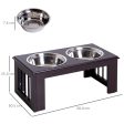 Easycomfort Ciotola Rialzata per Cani in Acciaio Inossidabile, Base in Legno MDF, con 2 Piatti For Discount