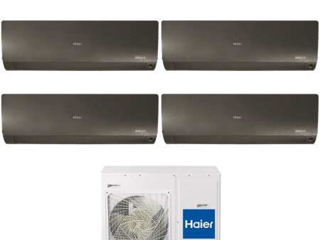 Climatizzatore Condizionatore Haier Quadri Split Inverter serie FLEXIS PLUS BLACK 7+7+7+24 con 4U75S2SR3FA R-32 Wi-Fi Integrato Colore Nero 7000+7000+7000+24000 Supply