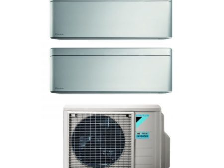 Climatizzatore Condizionatore Daikin Bluevolution Dual Split Inverter serie STYLISH TOTAL SILVER 5+15 con 2MXM50A R-32 Wi-Fi Integrato 5000+15000 Colore Grigio Garanzia Italiana Online