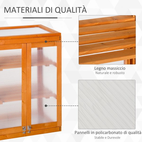 Easycomfort Mini Serra da Giardino a 3 Ripiani in Legno e Policarbonato, 58x44x78cm, Arancione Cheap