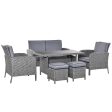 EASYCOMFORT  Set Tavolo da Pranzo con Divano e Poltrone da Esterno in Rattan PE Grigio Cheap