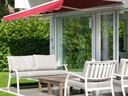 Easycomfort Tenda da Sole Avvolgibile a Caduta con Manovella, in Alluminio e Poliestere, 295x245cm, Rosso Scuro Hot on Sale