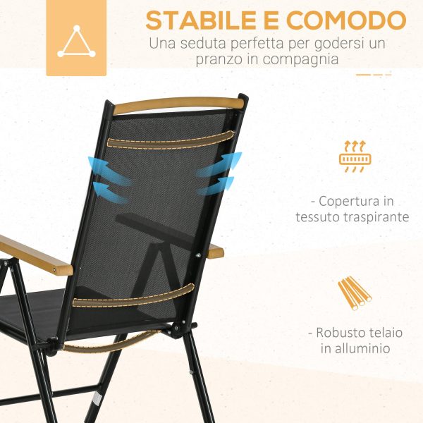 Easycomfort Set Tavolo e Sedie da Giardino Pieghevoli e Regolabili per 4 Persone in Alluminio e Texteline, Nero Hot on Sale