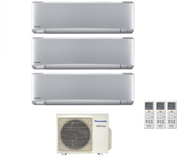 Climatizzatore Condizionatore Panasonic Trial Split Inverter Serie Etherea Silver 9+9+12 con CU-3Z52TBE R-32 Wi-Fi Integrato Colore Silver 9000+9000+12000 Online now