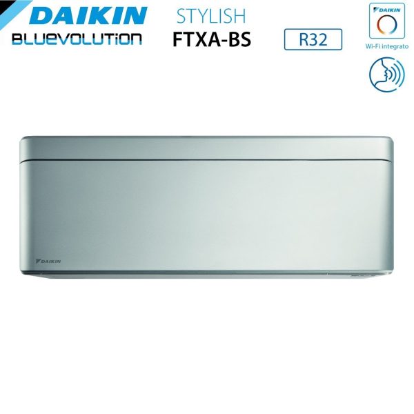 Climatizzatore Condizionatore Daikin Bluevolution Dual Split Inverter serie STYLISH TOTAL SILVER 5+15 con 2MXM50A R-32 Wi-Fi Integrato 5000+15000 Colore Grigio Garanzia Italiana Online