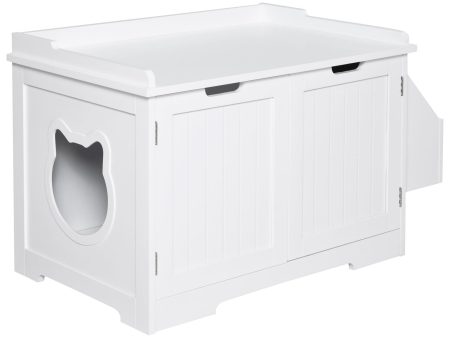 EASYCOMFORT Mobile Lettiera per Gatti a 2 Ante, con Portaoggetti Laterale, 88.5x48x51.5cm, Bianco Online now