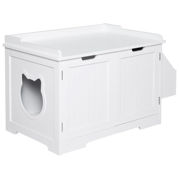 EASYCOMFORT Mobile Lettiera per Gatti a 2 Ante, con Portaoggetti Laterale, 88.5x48x51.5cm, Bianco Online now