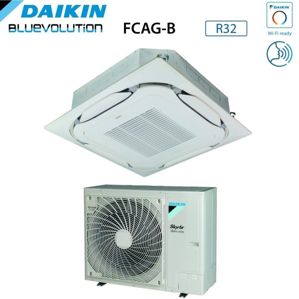 Climatizzatore Condizionatore Daikin Bluevolution Inverter a Cassetta Round Flow SkyAir Alpha-Series 42000 Btu FCAG125B + RZAG125NY1 Trifase R-32 Wi-Fi Optional Con Griglia Standard Hot on Sale