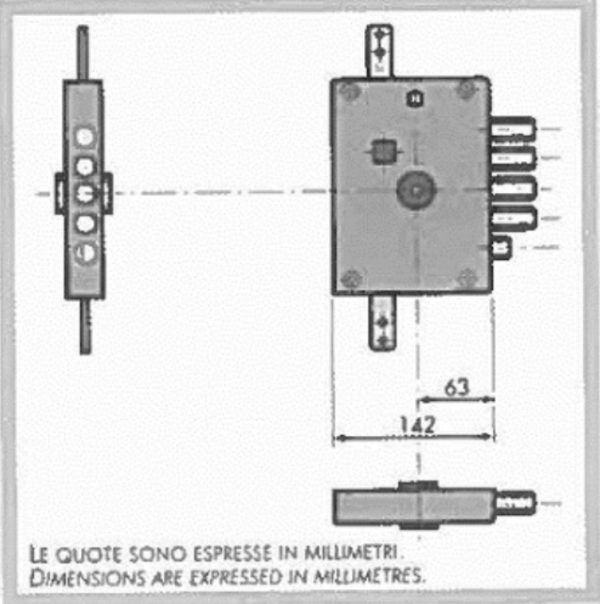 Serratura Atra Dierre D.M. chiusura triplice da applicare con scrocco e 4 catenacci Entrata 60 mm Mano Sinistra Art. 6112.1.SE IN SCATOLA Sale