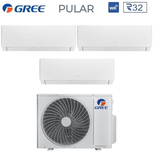 Climatizzatore Condizionatore Gree Trial Split Inverter serie PULAR 12+12+12 con GWHD(24)NK6OO R-32 Wi-Fi Integrato 12000+12000+12000 Online