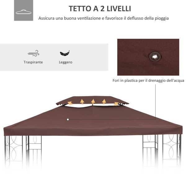 EasyComfort Copertura per Gazebo da Giardino Tetto Sostitutivo Anti-UV Impermeabile in Poliestere 3x4m Marrone Cheap