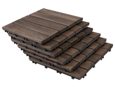 Easycomfort Piastrelle per Esterni Pavimento in Legno, Set 27 Pezzi Montaggio a Incastro, 30x30x2.5 cm For Sale