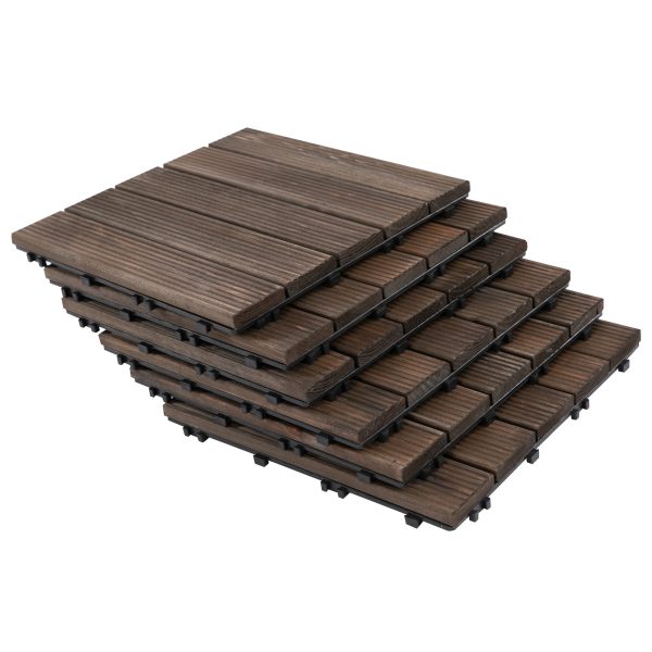 Easycomfort Piastrelle per Esterni Pavimento in Legno, Set 27 Pezzi Montaggio a Incastro, 30x30x2.5 cm For Sale