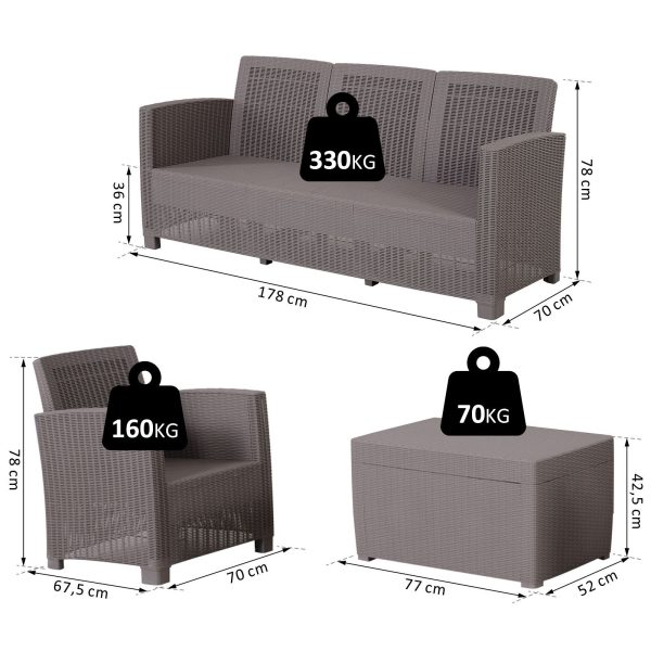 EASYCOMFORT  Salottino Esterni Componibile in PP - Set da 4 Pezzi Grigio Fashion