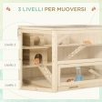 Easycomfort Casetta per Criceti in Legno a 3 Livelli con Tetto Apribile e Parete Trasparente, 115x60x55cm Sale