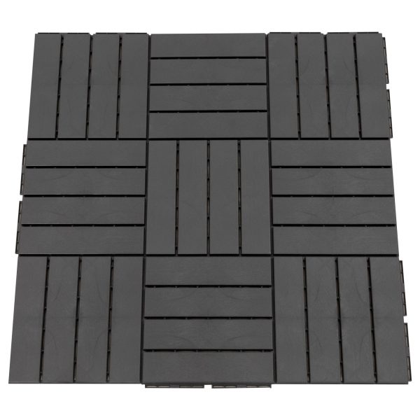 Easycomfort Set 9 Mattonelle a Incastro per Terrazzo, Piastrelle per pavimenti (30x30x2cm) in PP Antiscivolo, Area: 0.81 mq Nero For Discount