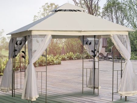 Easycomfort Gazebo da Giardino 3x3m con Zanzariera, Telaio in Acciaio e Doppio Tettuccio, Bianco Online now