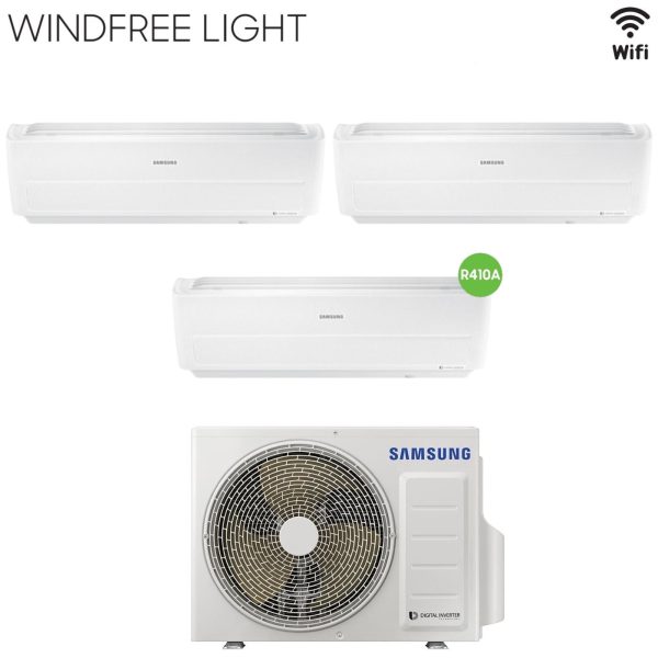 Climatizzatore Condizionatore Samsung Trial Split Inverter serie WINDFREE LIGHT 7+9+9 con AJ052MCJ R-410 Wi-Fi Integrato 7000+9000+9000 Online Hot Sale