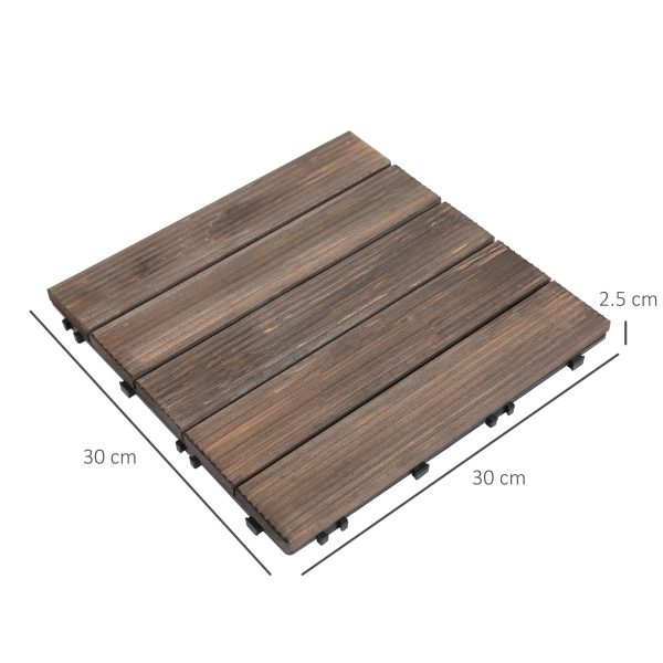 Easycomfort Piastrelle per Esterni Pavimento in Legno, Set 27 Pezzi Montaggio a Incastro, 30x30x2.5 cm For Sale