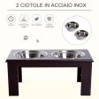 Easycomfort Ciotola Rialzata per Cani in Acciaio Inossidabile, Base in Legno MDF, con 2 Piatti For Discount