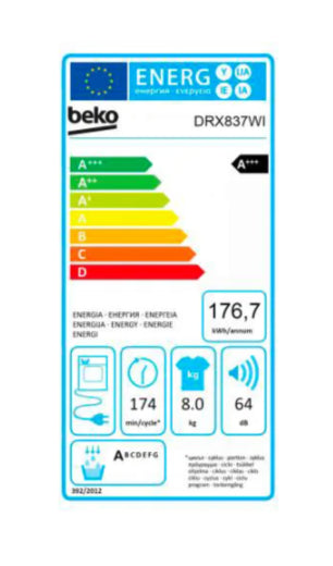 Asciugatrice a Pompa di calore a Carico Frontale Beko 8 Kg DRX837WI Motore ProSmart Inverter EcoGentle AquaWave Classe A+++ For Cheap