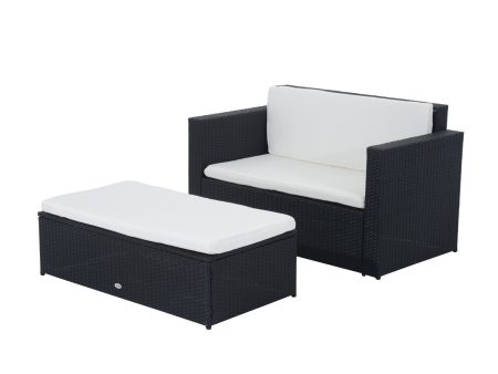 EasyComfort Set Mobili da Giardino con Poggiapiedi, Salotto da Esterno con Cuscini in PE Rattan Fashion