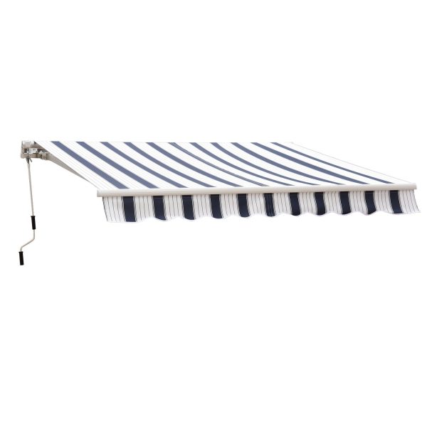 Easycomfort Tenda da Sole a Bracci 2.5x2m Avvolgibile Manuale in Alluminio e Poliestere Blu e Bianco For Cheap