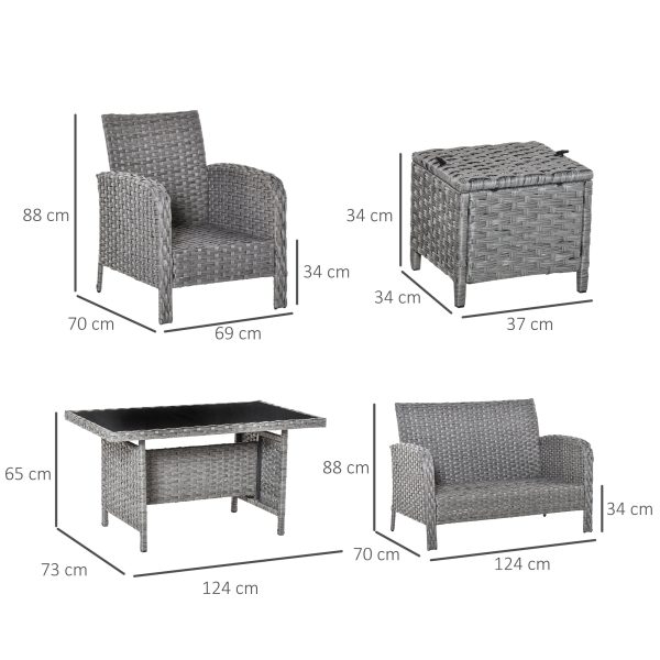 EASYCOMFORT  Set Tavolo da Pranzo con Divano e Poltrone da Esterno in Rattan PE Grigio Cheap