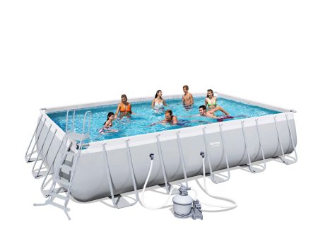 Piscina Bestway Fuori Terra Rettangolare Power Steel con top di copertura e scaletta + Filtro a sabbia da 5.678 l h cod. 56471 Discount