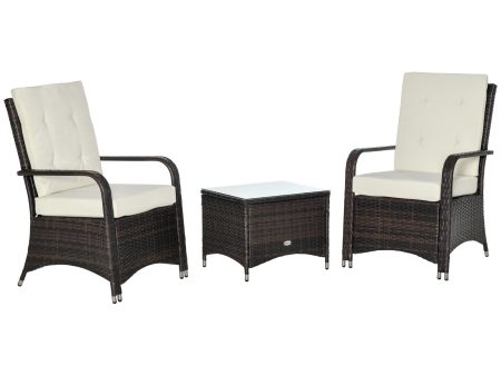 Easycomfort Set Mobili da Giardino in Rattan PE con Tavolino e 2 Sedie con Cuscini Sfoderabili, Marrone e Crema Online Hot Sale