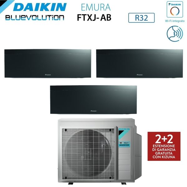 Climatizzatore Condizionatore Daikin Bluevolution Trial Split Inverter serie EMURA BLACK III 7+12+12 con 3MXM68N R-32 Wi-Fi Integrato 7000+12000+12000 Colore Nero - Garanzia Italiana For Cheap