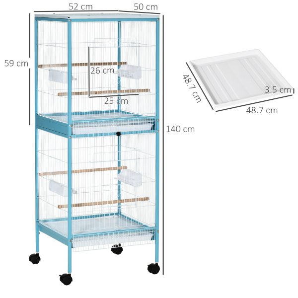 Easycomfort Gabbia per Uccelli 2 in 1 Voliera da Interni con 4 Ruote e Vassoi Estraibili, 51.5x50x140cm Cheap