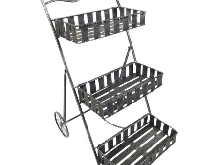 Easycomfort Fioriera da Balcone a 3 Ripiani con 2 Ruote, Porta Piante per Giardino in Metallo 53x39x78cm Nero Online now