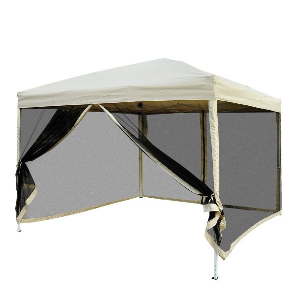 Easycomfort Gazebo da Giardino 3x3m con Zanzariera, Acciaio e Tessuto Oxford, Cachi For Discount