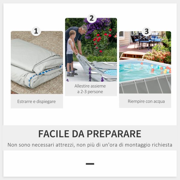 Easycomfort Piscina Fuori Terra in Acciaio e PVC Rinforzato con Filtro, 580x310x122cm, Grigio Chiaro Online