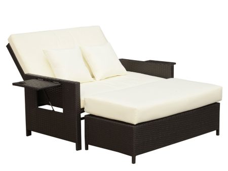 Easycomfort Divanetto da Giardino Componibile con Panca, Mobili da Giardino in Rattan Marrone, Set 2 Pezzi Salvaspazio Cheap