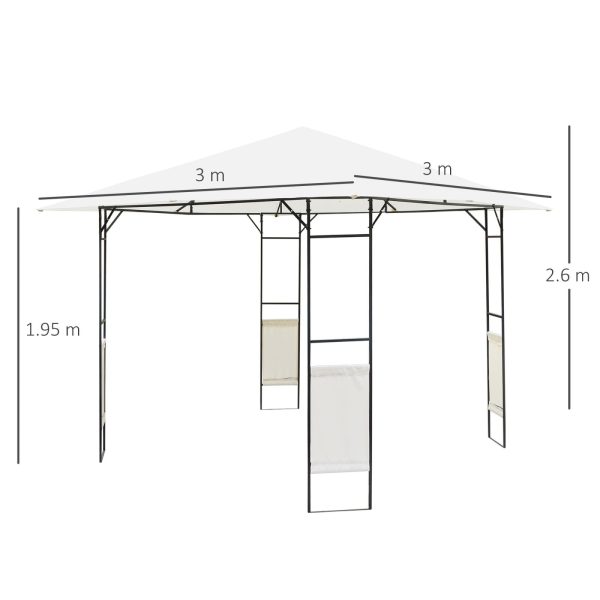 Easycomfort Gazebo 3x3 m con Tettuccio Rinforzato e 4 Viti, in Acciaio Verniciato a Polvere, Nero e Crema For Discount