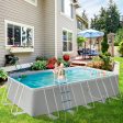 Easycomfort Piscina Fuori Terra in Acciaio e PVC Rinforzato con Filtro, 580x310x122cm, Grigio Chiaro Online