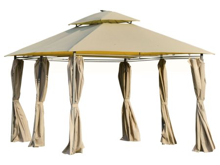 EasyComfort Gazebo da Giardino 3x4m con Pareti Rimovibili, Pannelli Solari e Luci a LED, Cachi Hot on Sale