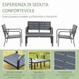 Easycomfort Set Salotto da Giardino da 4 Pezzi con Panchina a 2 Posti, 2 Poltrone e Tavolino, Grigio Scuro For Sale