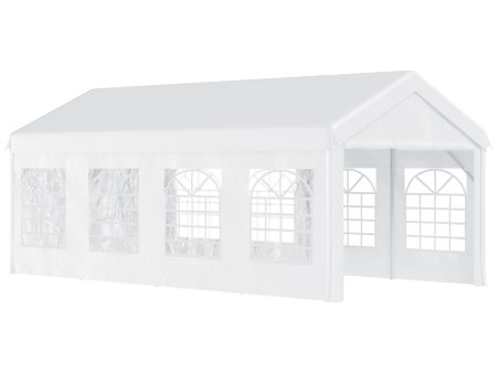 Easycomfort Gazebo da Giardino 8x4m in Acciaio con Pareti Rimovibili e Finestre Trasparenti, Bianco Supply