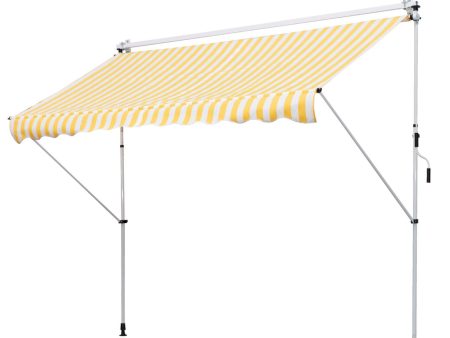 Easycomfort Tenda da Sole a Bracci 3x1.5m con Manovella e Struttura Telescopica, Giallo e Bianco Cheap