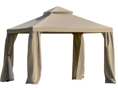 Easycomfort Gazebo da Giardino 3x3m in Metallo con Zanzariera e Tetto a 2 Livelli in Poliestere Cachi Supply