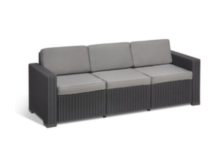 Divano Allibert California a 3 posti in resina antiurto effetto polirattan con cuscini Grafite Graphite Hot on Sale