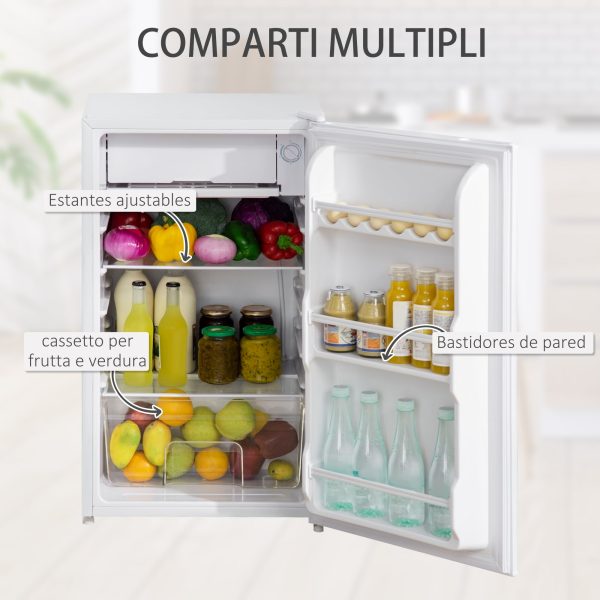 EasyComfort Frigo Portatile da 91L con Termostato Regolabile, Scaffali a Parete, Ripiani e un Cassetto, in Metallo e Plastica, 47.5x44.2x84cm, Bianco Online now